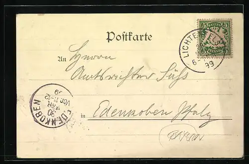 Lithographie Lichtenfels, Einsiedler Ivo, Strassenpartie mit Stadttor, Panorama