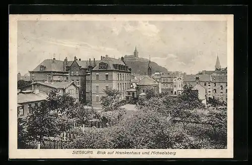 AK Siegburg, Blick auf Krankenhaus und Michaelsberg