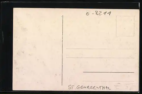 AK St. Georgenthal, Teilansicht mit Kreuz und Tannenberge