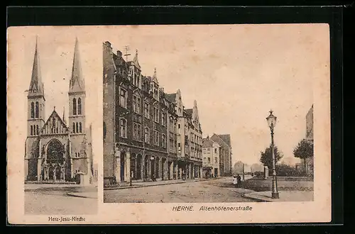 AK Herne, Altenhöfenerstrasse, Herz-Jesu-Kirche