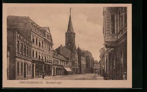AK Grevenbroich, Breitestrasse mit Geschäften