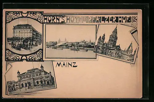 AK Mainz, Horn`s Hotel Pfälzer Hof