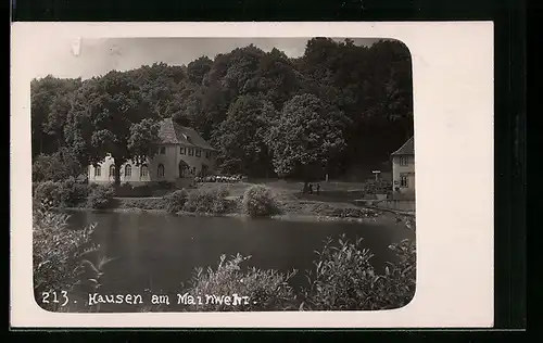 Foto-AK Hausen, Partie am Mainwehr