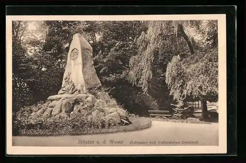 AK Höxter a. d. Weser, Hoffmann von Fallersleben-Denkmal