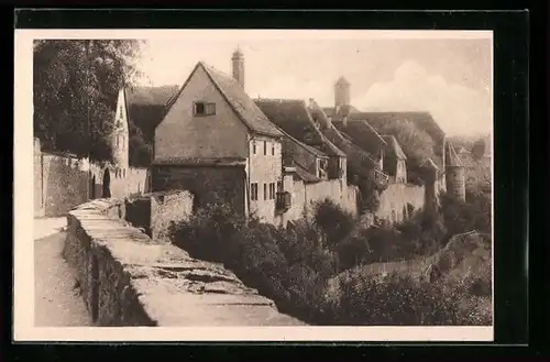 AK Rothenburg o. T., Stadtmauerpartie bei der Höhl
