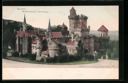 AK Kassel-Wilhelmshöhe, Gesamtansicht der Löwenburg