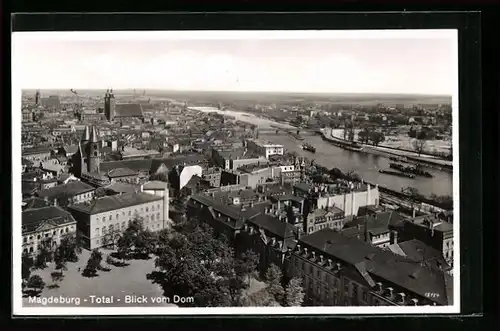 AK Magdeburg, Totalansicht vom Dom aus gesehen