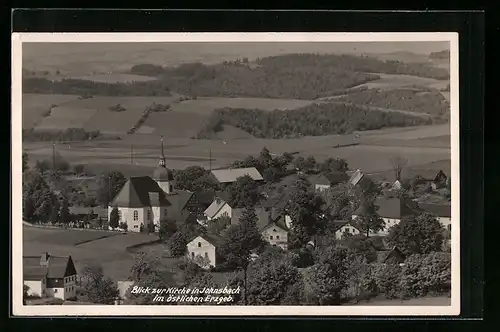 AK Johnsbach / Erzgeb., Teilansicht mit Kirche