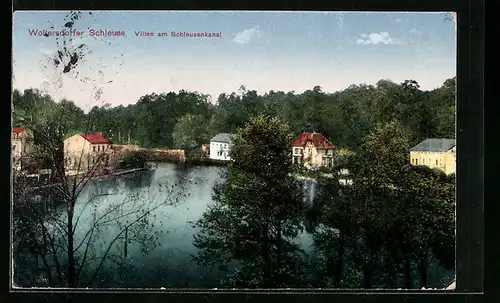 AK Woltersdorf, Woltersdorfer Schleuse, Villen am Schleusenkanal