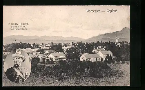 AK Worcester, Ortsansicht, Kommandant Jooste, Halbportrait, Burenkrieg