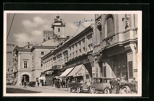 AK Miskolc, Szechenyi-utca a szinhazzal