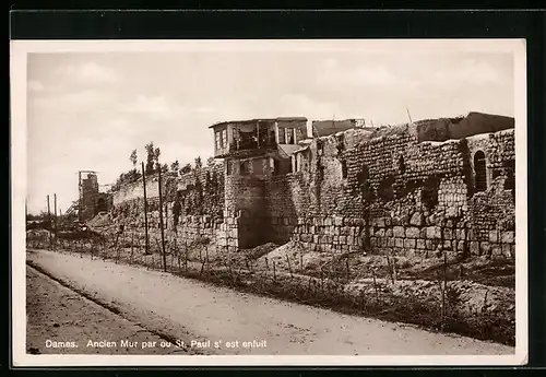 AK Damas / Damaskus, Ancien Mur par ou St. Paul s`est enfuit