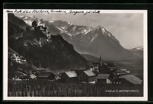 AK Vaduz, Ortsansicht mit Bergen