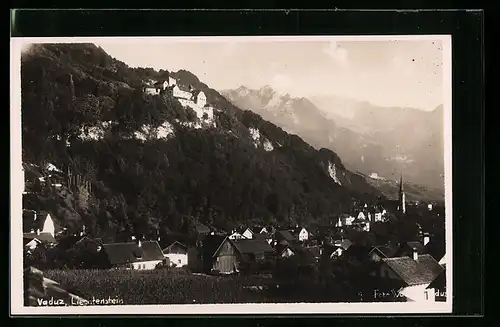 AK Vaduz, Panorama mit den Bergen