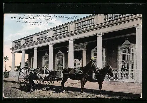 AK Cuba, Cuban Volanta, Grossradpferdekutsche