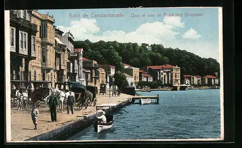 AK Constantinople, Quai et vue de Bujukdéré Bosphore
