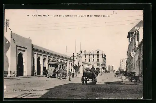 AK Casablanca, Vue du Boulevard de la Gare et du Marché