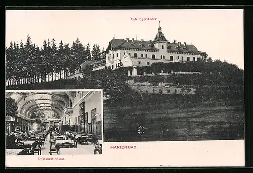 AK Marienbad, Cafe Egerländer, Innenansicht Restaurant