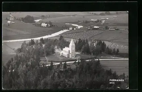 AK Pornainen, Ortsansicht mit Kirche