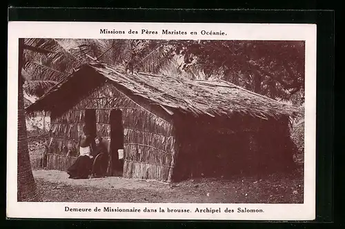 AK Archipel des Salomon, Demeure de Missionnaire dans la brousse