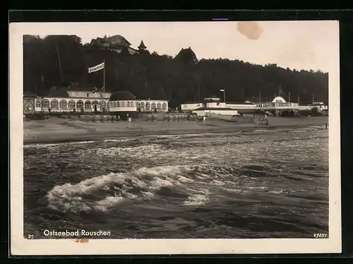 AK Rauschen, Ostseepartie mit Blick zum Strand