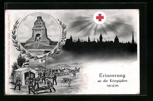 AK Leipzig, Völkerschlachtdenkmal, Roter-Kreuz Opfertag 1917, Rotes Kreuz