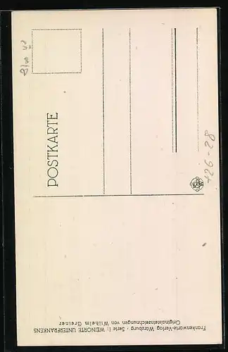 Steindruck-AK Heidingsfeld a. M., Hübsches Mädchen mit Rose am Stadttor