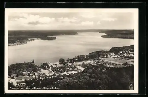 AK Finow, Panorama mit Werbellinsee, Fliegerfoto