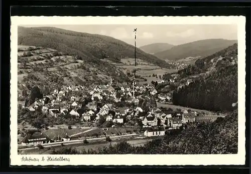 AK Schönau b. Heidelberg, Luftbild der Ortschaft
