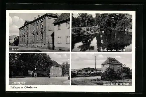 AK Villingen in Oberhessen, Holzindustrie, Schule und Lindenplatz