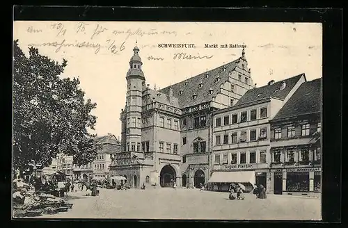 AK Schweinfurt, Markt mit Rathaus