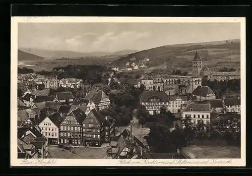 AK Bad Hersfeld, Blick vom Kirchturm auf Stiftsruine und Kurpark