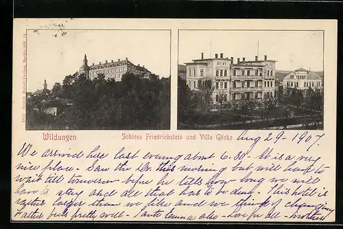 AK Wildungen, Hotel Villa Göcke und Schloss Friedrichstein