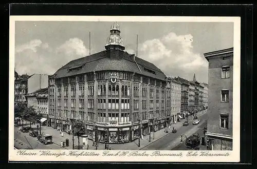 AK Berlin, Union Vereinigte Kaufstätten, Brunnenstrasse Ecke Veteranenstrasse