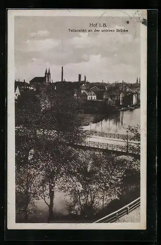 AK Hof i. B., Teilansicht an der unteren Brücke