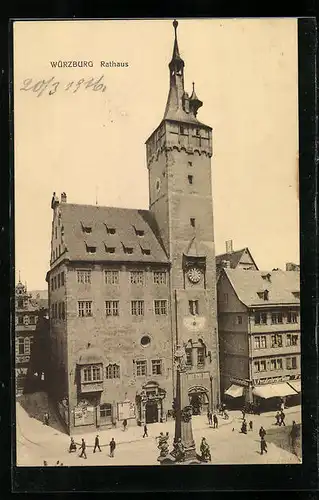 AK Würzburg, Blick auf das Rathaus