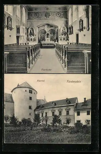 AK Fürstenstein, Blick auf Pfarrkirche und Pfarrhof
