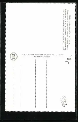 AK Bischofsheim a. d. Rhön, Berggasthof und Pension Rhönhäuschen