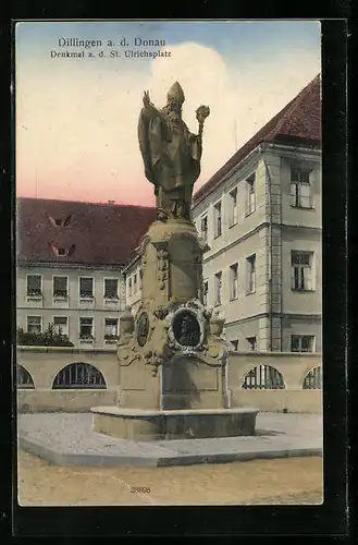 AK Dillingen a. d. Donau, Denkmal a. d. St. Ulrichsplatz