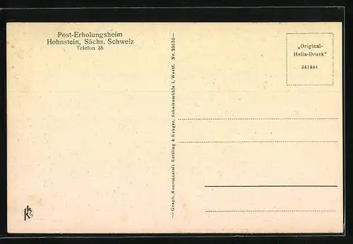 AK Hohnstein, Post-Erholungsheim, Einzelzimmer