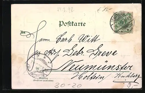 AK Tag der Erhebung Schleswig-Holsteins 1848, Jubiläum 1898, Eiche, Prinz von Noer, Wappen