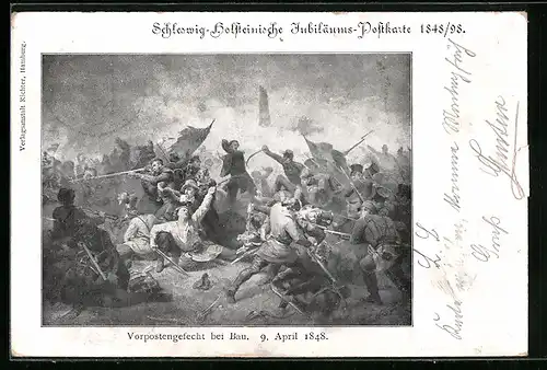 AK Vorpostengefecht bei Bau, 9. April 1848