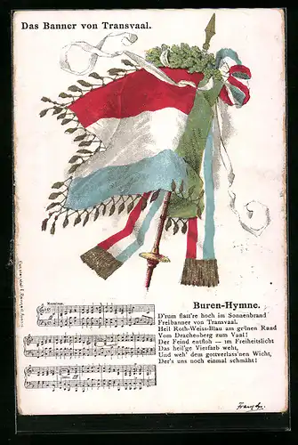 AK Banner von Transvaal und Buren-Hymne, Burenkrieg