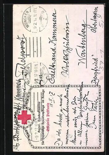 AK Verwundetenversorgung auf dem Schlachtfeld, schwebendes Rotes Kreuz