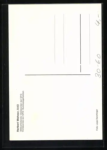 AK Porträt Herbert Wehner, Stellv. Vorsitzender d. SPD