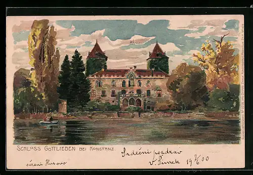 Künstler-AK Konstanz, Schloss Gottlieben mit Anlage