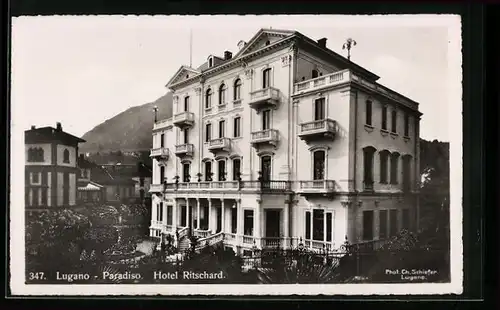 AK Lugano, Paradiso, Vorderansicht vom Hotel Ritschard