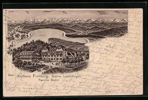 Künstler-AK Läufelfingen, Kurhaus Frohburg, Bergpanorama mit Eiger, Mönch und Jungfrau