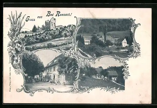 AK Bad Ramsach, Gasthaus, Homburg, Ruine, Teilansicht
