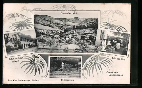 AK Langenbruck, Gasthof zum Ochsen Dättwyler, Garten, Bildergarten